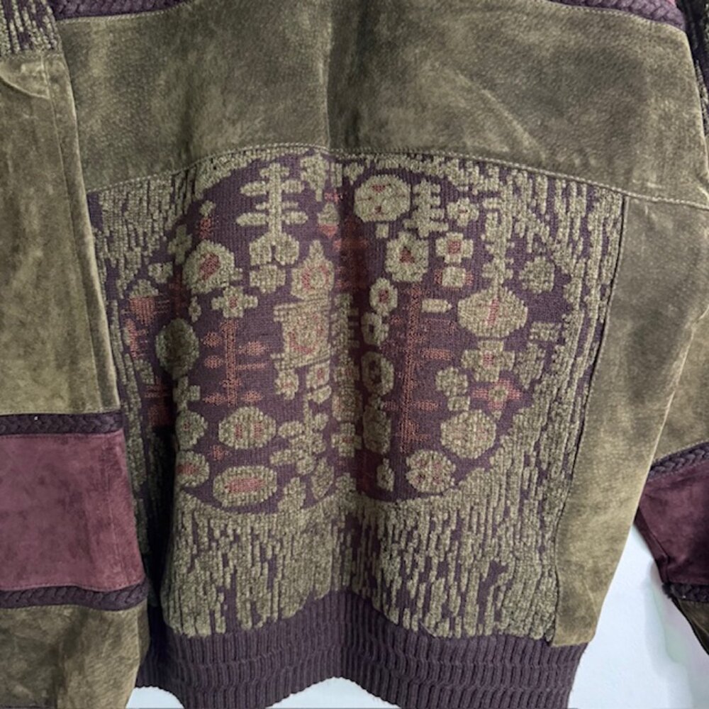 Vintage Men's Saxony Leather & Suede Sweater Size Large - Picture 4 of 8